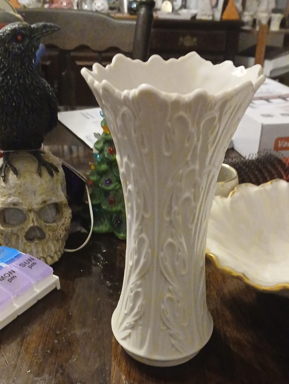 Lenox Classic White Embossed Ceramic Vase - Elegant Home Accents